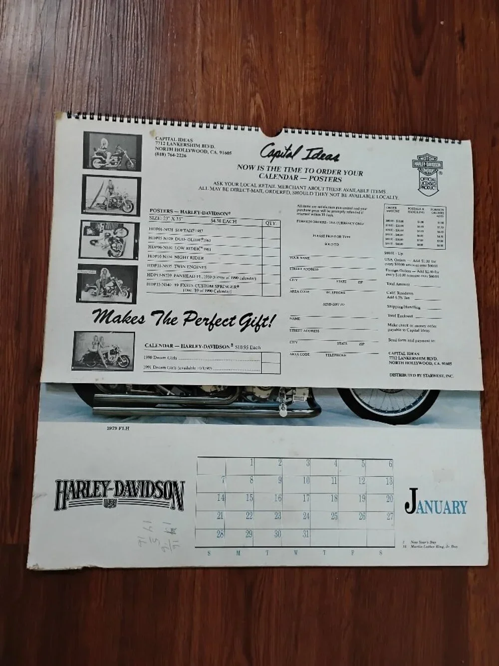 Harley-Davidson Motorcycle Dream Girls 1989 Calendar